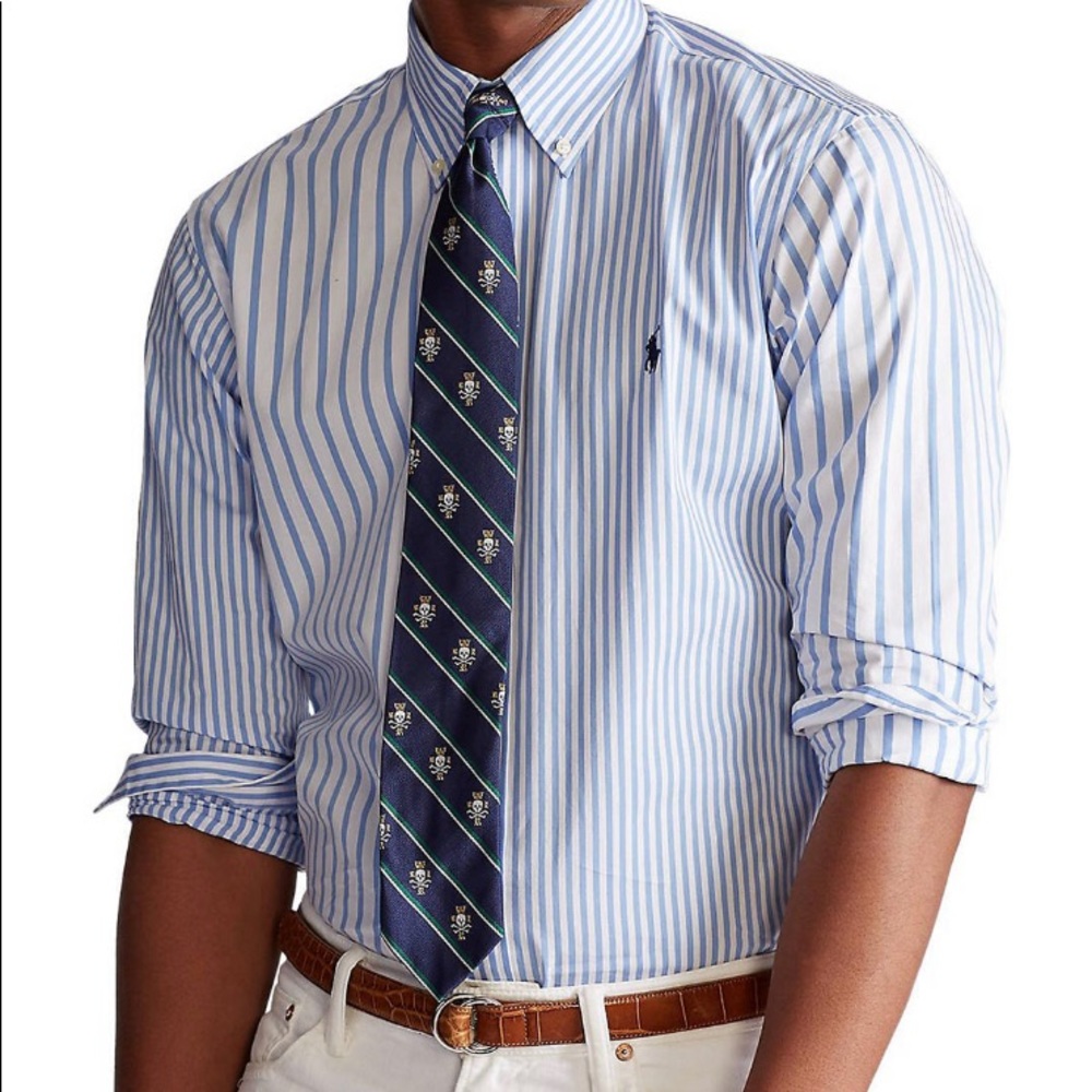 Polo Ralph Lauren Blue Stripe Poplin Fun Shirt NWT